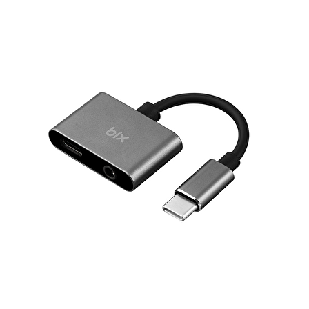 Bix ADP-07 Type-C to 3.5mm Kulaklık ve PD Şarj Dönüştürücü Adaptör