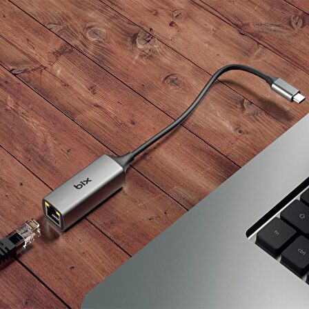 Bix ADP-09 Type-C to RJ45 10/100/1000Mbps Ethernet Dönüştürücü Adaptör