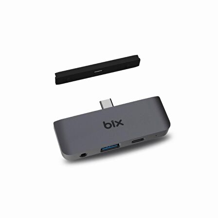 Bix BX16HB 4K HDMI Type-C Thunderbolt 3.0 Dönüştürücü Hub Macbook USB 3.5mm AUX Çevirici