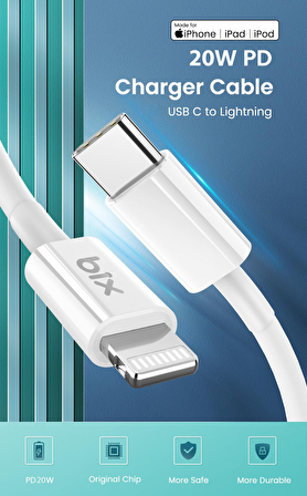 Bix BX-CL20TA Lightning 20 Watt Hızlı Şarj Aleti Beyaz