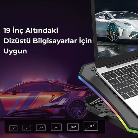 Bix BX-CP02G 6 Fanlı 10"-19" RGB Laptop Soğutucu - Teşhir