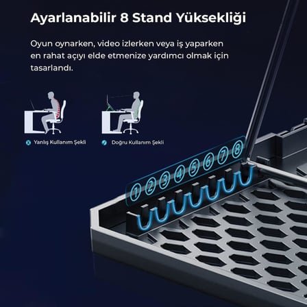 Bix BX-CP02G 6 Fanlı 10"-19" RGB Laptop Soğutucu - Teşhir