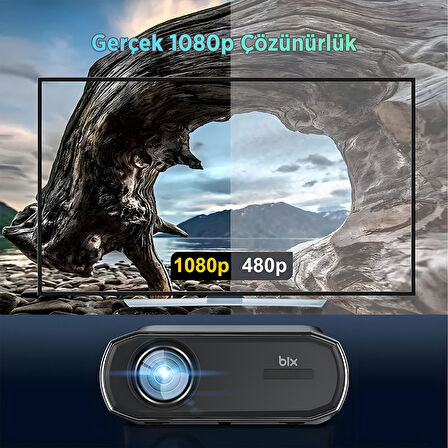 Bix Vega III Android Projeksiyon Cihazı Full HD 1920x1080 4K Desteği 400 ANSI Lümen Wifi Bluetooth Akıllı Projektör