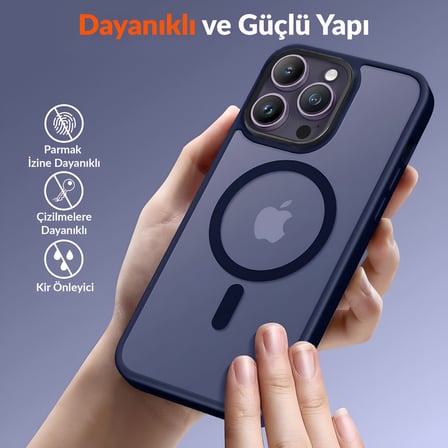 Bix iPhone 13 Pro MagSafe Uyumlu Kılıf Tam Koruma Manyetik Darbe Emici Mor