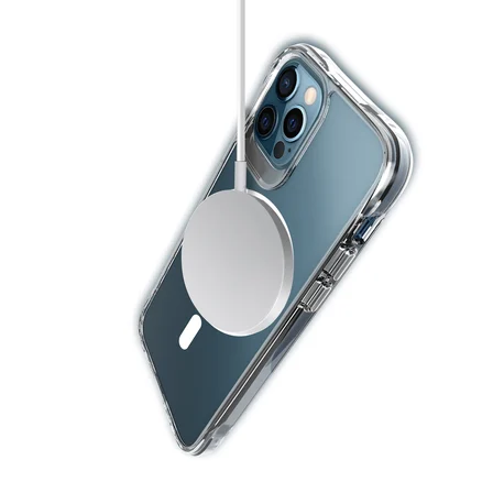 Bix iPhone 13 Pro Max MagSafe Uyumlu Transparan Şeffaf Kılıf Güçlü Manyetik Üstün Darbe Koruması