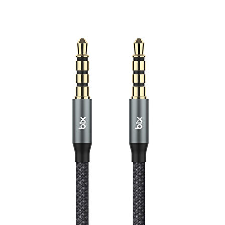 Bix Hi-Fi 3.5mm Erkek to Erkek Örgülü Aux Ses Kablosu 1 Metre