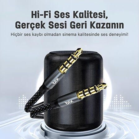 Bix Hi-Fi 3.5mm Erkek to Erkek Örgülü Aux Ses Kablosu 1 Metre