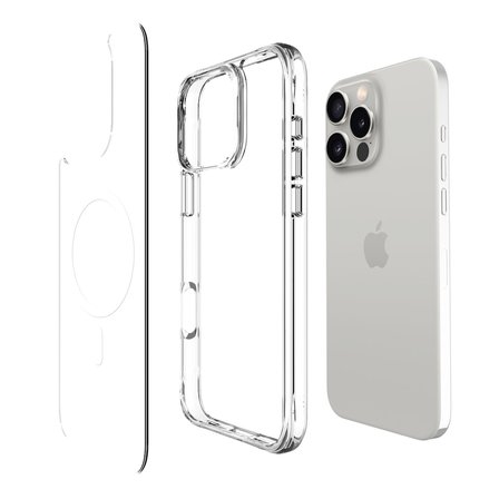 Bix iPhone 16 Pro MagSafe Uyumlu Transparan Şeffaf Kılıf Güçlü Manyetik Üstün Darbe Koruması
