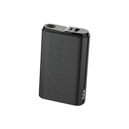 Bix TPB24 20000mAh PD 20W USB-C USB-A QC 3.0 22.5W Süper Hızlı Şarj Destekli Dijital Ekranlı Mini Powerbank Siyah
