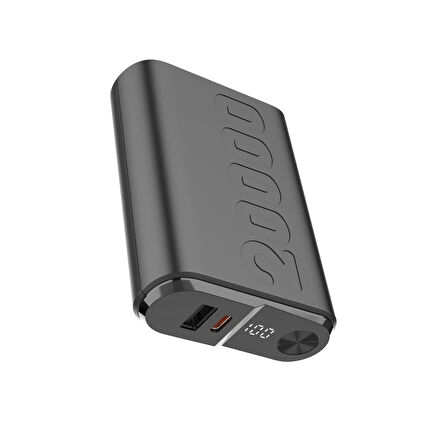 Bix TPB24 20000mAh PD 20W USB-C USB-A QC 3.0 22.5W Süper Hızlı Şarj Destekli Dijital Ekranlı Mini Powerbank Siyah