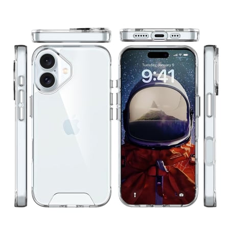 Bix iPhone 16 Nebula Aqua Transparan Ultra Şeffaf Kılıf Çizilmeye Dayanıklı Tam Kapsamlı Koruma