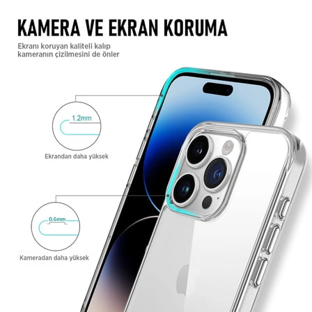 Bix iPhone 16 Nebula Aqua Transparan Ultra Şeffaf Kılıf Çizilmeye Dayanıklı Tam Kapsamlı Koruma
