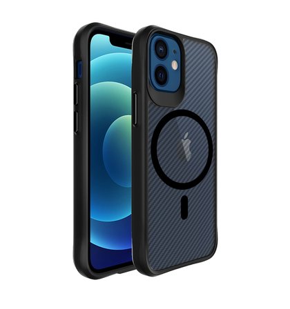 Bix iPhone 12 / 12 Pro Carbon Fiber Force MagSafe Kılıf Anti-Şok Teknolojili Kamera ve Ekran Korumalı