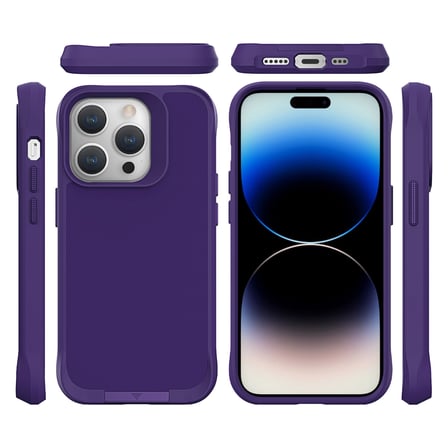 Bix iPhone 14 Pro Vortex MagSafe Kılıf Stand Özellikli 3X Korumalı Mikro Fiber İç Yüzey Koyu Mor