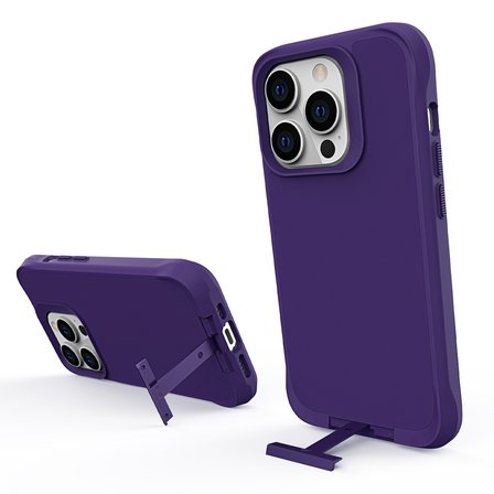 Bix iPhone 14 Pro Max Vortex MagSafe Kılıf Stand Özellikli 3X Korumalı Mikro Fiber İç Yüzey Koyu Mor