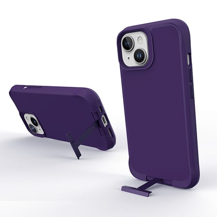Bix iPhone 15 Vortex MagSafe Kılıf Stand Özellikli 3X Korumalı Mikro Fiber İç Yüzey Koyu Mor
