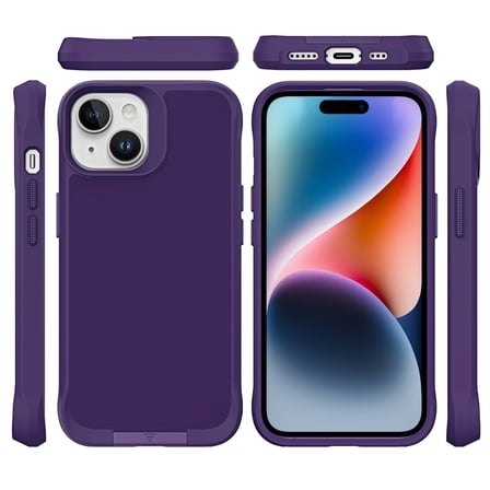 Bix iPhone 15 Vortex MagSafe Kılıf Stand Özellikli 3X Korumalı Mikro Fiber İç Yüzey Koyu Mor