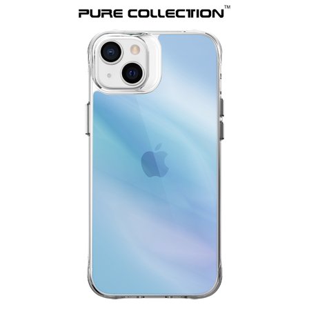 Bix iPhone 13 / 14 Pure Rainbow Renk Geçişli Şeffaf Kılıf Çizilmeye Dayanıklı Darbe Emici Parmak İzi Önleyici Mavi