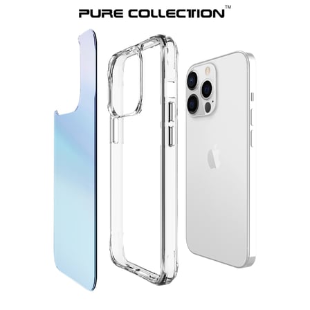 Bix iPhone 13 Pro Pure Rainbow Renk Geçişli Şeffaf Kılıf Çizilmeye Dayanıklı Darbe Emici Parmak İzi Önleyici Mavi
