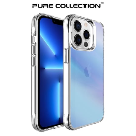 Bix iPhone 13 Pro Max Pure Rainbow Renk Geçişli Şeffaf Kılıf Çizilmeye Dayanıklı Darbe Emici Parmak İzi Önleyici Mavi