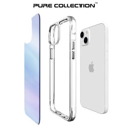 Bix iPhone 14 Plus / 15 Plus Pure Rainbow Renk Geçişli Şeffaf Kılıf Çizilmeye Dayanıklı Darbe Emici Mavi