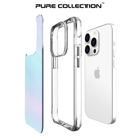 Bix iPhone 14 Pro Pure Rainbow Renk Geçişli Şeffaf Kılıf Çizilmeye Dayanıklı Darbe Emici Parmak İzi Önleyici Mavi