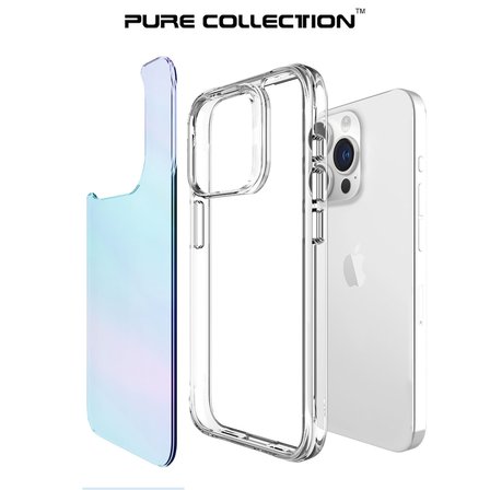 Bix iPhone 15 Pro Pure Rainbow Renk Geçişli Şeffaf Kılıf Çizilmeye Dayanıklı Darbe Emici Mavi