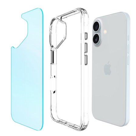 Bix iPhone 16 Plus Pure Rainbow Renk Geçişli Şeffaf Kılıf Çizilmeye Dayanıklı Darbe Emici Mavi