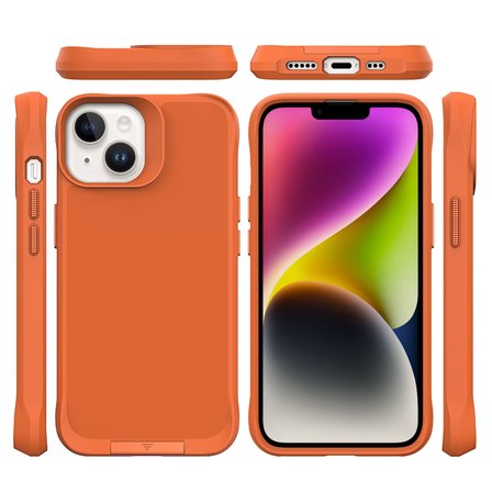 Bix iPhone 14 Vortex MagSafe Kılıf Stand Özellikli 3X Korumalı Mikro Fiber İç Yüzey Turuncu
