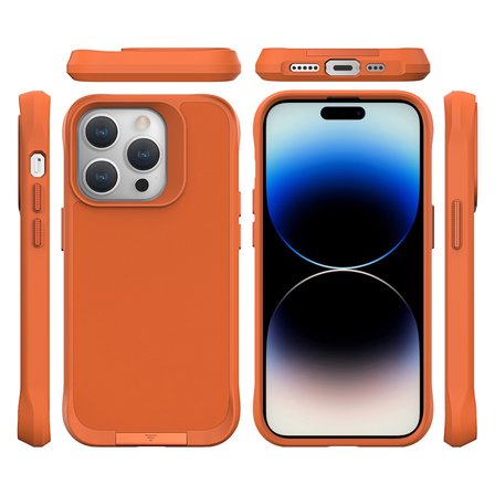 Bix iPhone 14 Pro Vortex MagSafe Kılıf Stand Özellikli 3X Korumalı Mikro Fiber İç Yüzey Turuncu