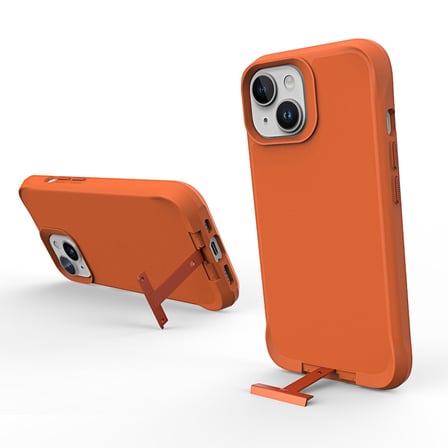 Bix iPhone 15 Vortex MagSafe Kılıf Stand Özellikli 3X Korumalı Mikro Fiber İç Yüzey Turuncu