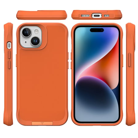 Bix iPhone 15 Vortex MagSafe Kılıf Stand Özellikli 3X Korumalı Mikro Fiber İç Yüzey Turuncu