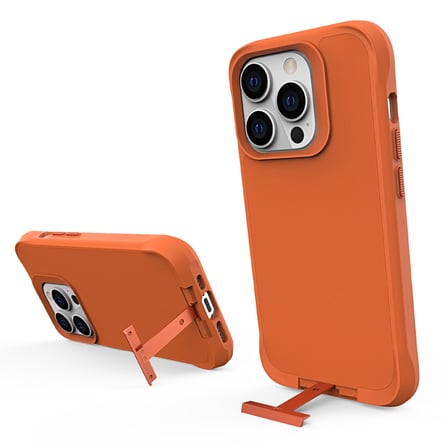 Bix iPhone 15 Pro Vortex MagSafe Kılıf Stand Özellikli 3X Korumalı Mikro Fiber İç Yüzey Turuncu