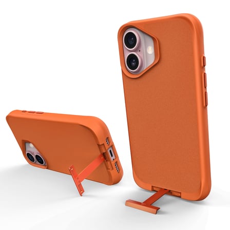 Bix iPhone 16 Plus Vortex MagSafe Kılıf Stand Özellikli 3X Korumalı Mikro Fiber İç Yüzey Turuncu