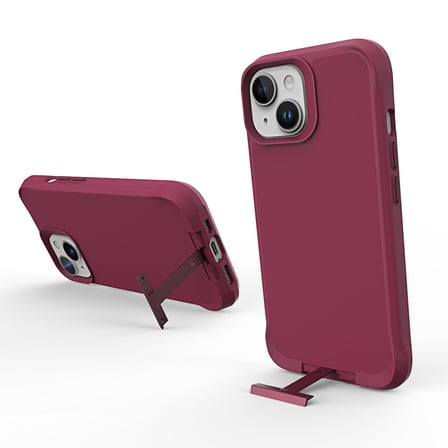Bix iPhone 15 Vortex MagSafe Kılıf Stand Özellikli 3X Korumalı Mikro Fiber İç Yüzey Kırmızı