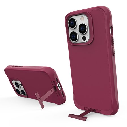 Bix iPhone 15 Pro Vortex MagSafe Kılıf Stand Özellikli 3X Korumalı Mikro Fiber İç Yüzey Kırmızı