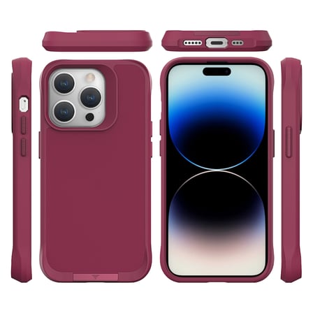 Bix iPhone 15 Pro Vortex MagSafe Kılıf Stand Özellikli 3X Korumalı Mikro Fiber İç Yüzey Kırmızı