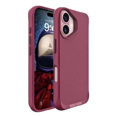 Bix iPhone 16 Plus Vortex MagSafe Kılıf Stand Özellikli 3X Korumalı Mikro Fiber İç Yüzey Kırmızı
