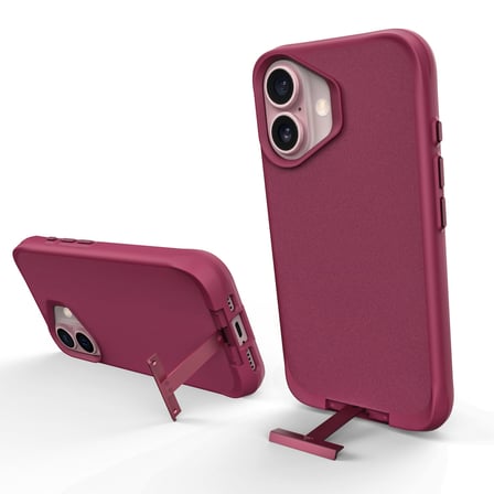 Bix iPhone 16 Plus Vortex MagSafe Kılıf Stand Özellikli 3X Korumalı Mikro Fiber İç Yüzey Kırmızı