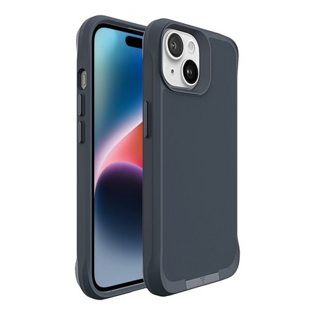 Bix iPhone 14 Plus / 15 Plus Vortex MagSafe Kılıf Stand Özellikli 3X Korumalı Mikro Fiber İç Yüzey Gri Mavi