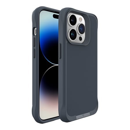Bix iPhone 14 Pro Max Vortex MagSafe Kılıf Stand Özellikli 3X Korumalı Mikro Fiber İç Yüzey Gri Mavi