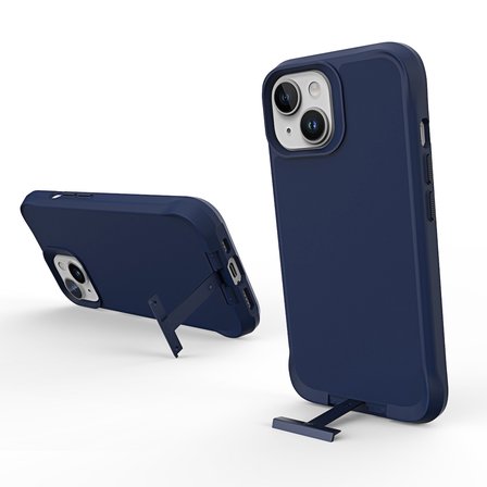 Bix iPhone 14 Plus / 15 Plus Vortex MagSafe Kılıf Stand Özellikli 3X Korumalı Mikro Fiber İç Yüzey Lacivert