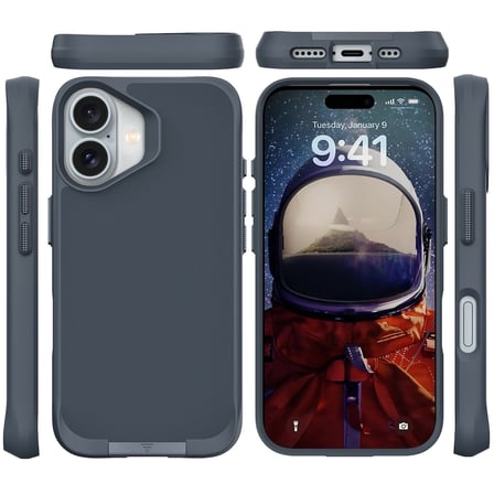 Bix iPhone 16 Plus Vortex MagSafe Kılıf Stand Özellikli 3X Korumalı Mikro Fiber İç Yüzey Lacivert