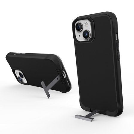 Bix iPhone 14 Plus / 15 Plus Vortex MagSafe Kılıf Stand Özellikli 3X Korumalı Mikro Fiber İç Yüzey Siyah