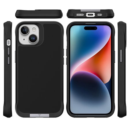 Bix iPhone 14 Plus / 15 Plus Vortex MagSafe Kılıf Stand Özellikli 3X Korumalı Mikro Fiber İç Yüzey Siyah
