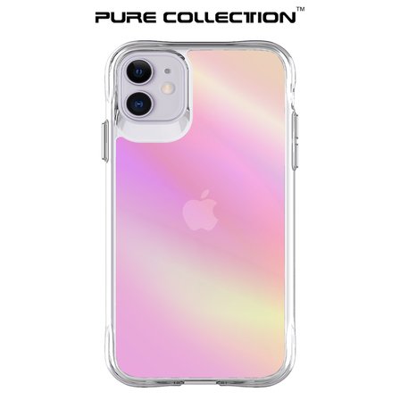 Bix iPhone 11 Pure Rainbow Renk Geçişli Şeffaf Kılıf Çizilmeye Dayanıklı Darbe Emici Parmak İzi Önleyici Pembe