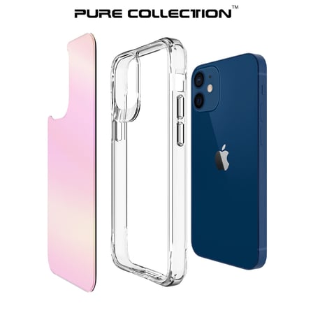 Bix iPhone 12 Pure Rainbow Renk Geçişli Şeffaf Kılıf Çizilmeye Dayanıklı Darbe Emici Parmak İzi Önleyici Pembe