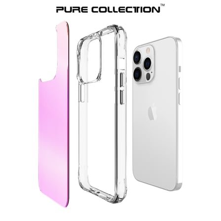 Bix iPhone 13 Pro Max Pure Rainbow Renk Geçişli Şeffaf Kılıf Çizilmeye Dayanıklı Darbe Emici Parmak İzi Önleyici Pembe