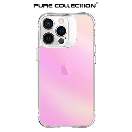 Bix iPhone 13 Pro Max Pure Rainbow Renk Geçişli Şeffaf Kılıf Çizilmeye Dayanıklı Darbe Emici Parmak İzi Önleyici Pembe