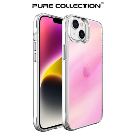 Bix iPhone 14 Plus / 15 Plus Pure Rainbow Renk Geçişli Şeffaf Kılıf Çizilmeye Dayanıklı Darbe Emici Pembe